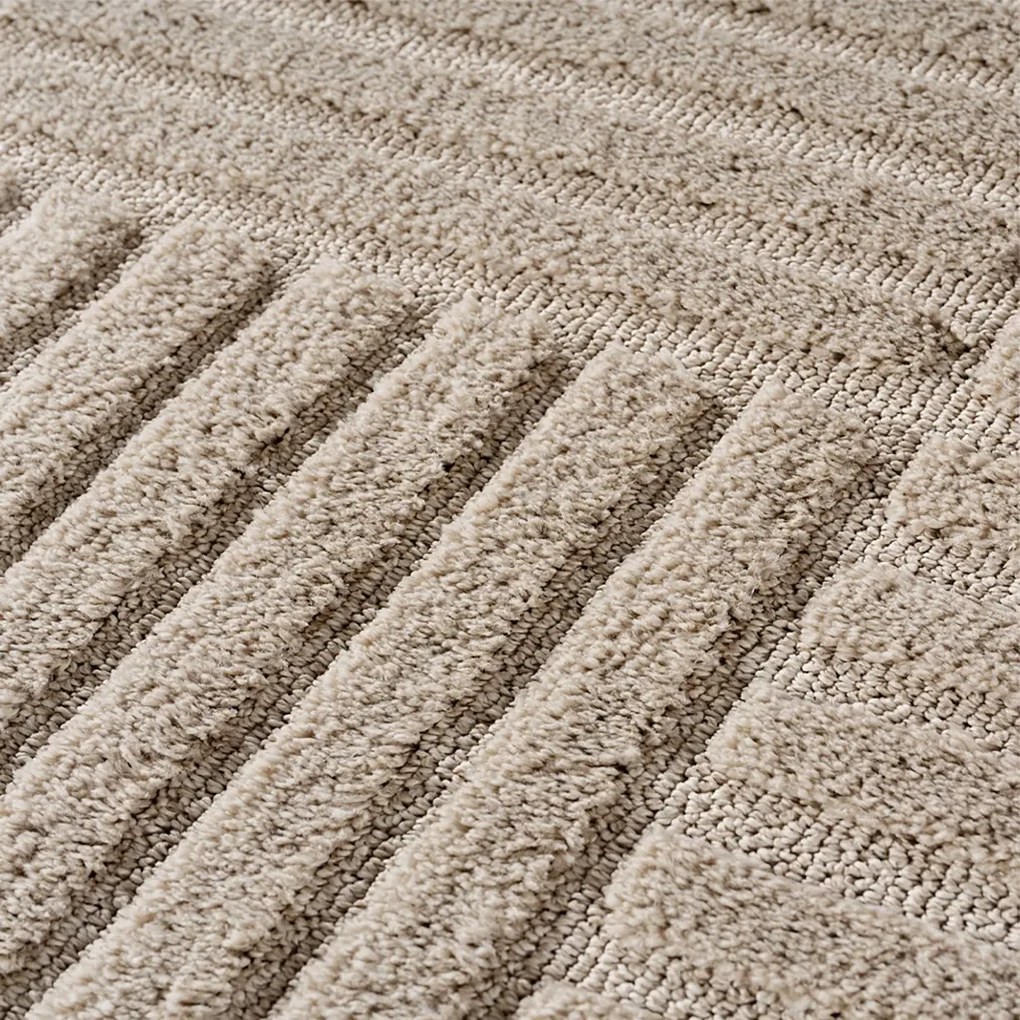 Dywan nowoczesny Art 3D Kwadraty beżowy 120 cm x 120 cm koło