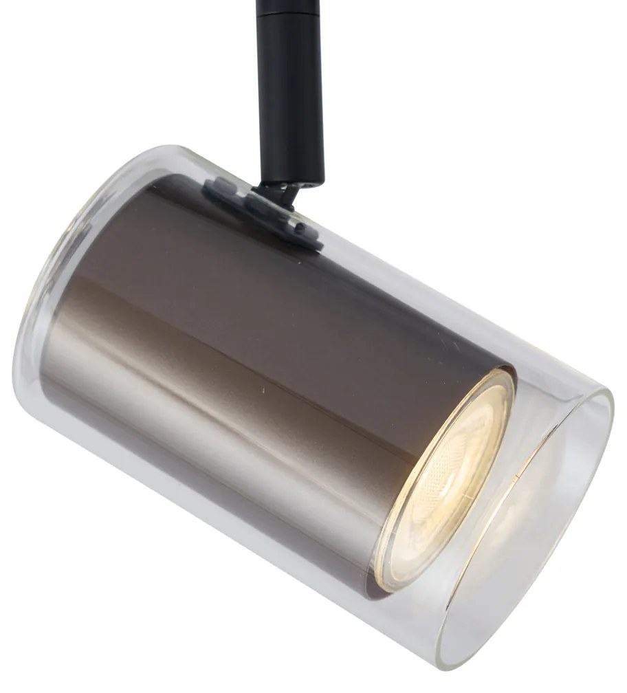 Nowoczesny reflektor ciemny brąz z przezroczystym szkłem do systemu szynowego 1-fazowego - Iconic Lloyd Nowoczesny Oswietlenie wewnetrzne