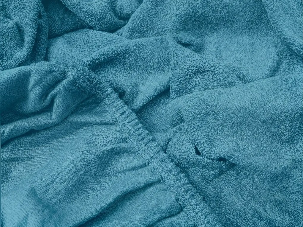 PrzytulneMieszkanie.pl Prześcieradło frotte EXCLUSIVE ciemnoturkusowe 90 x 200 cm