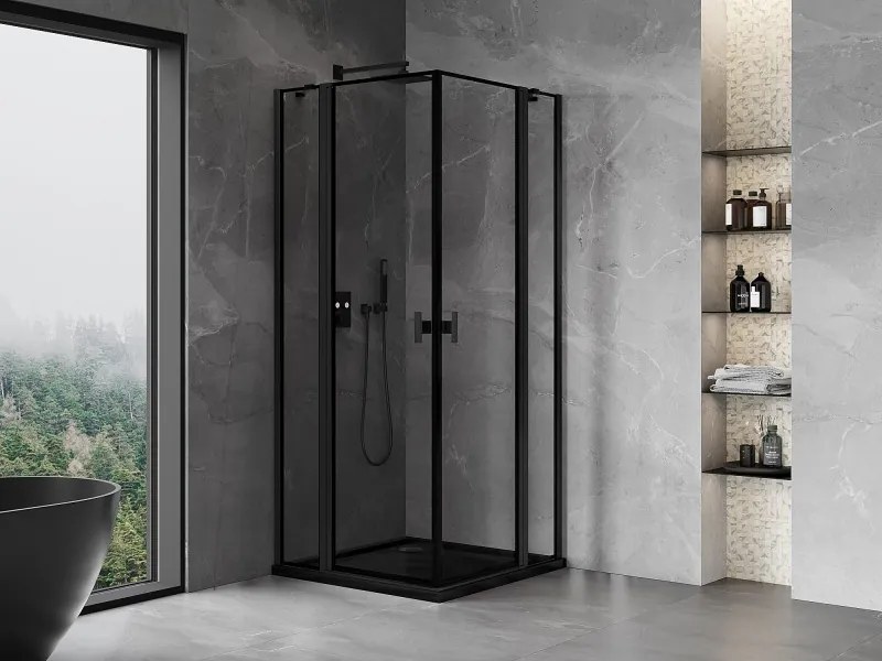 Mexen Mist Duo kabina prysznicowa uchylna 85 x 85 cm, czarna ramka, czarna - 8A4-085L-085P-70-70