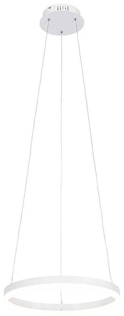 Designerska lampa wisząca biała 40 cm z wbudowanym LED-em 3-stopniowym ściemniaczem - Anello Nowoczesny Oswietlenie wewnetrzne
