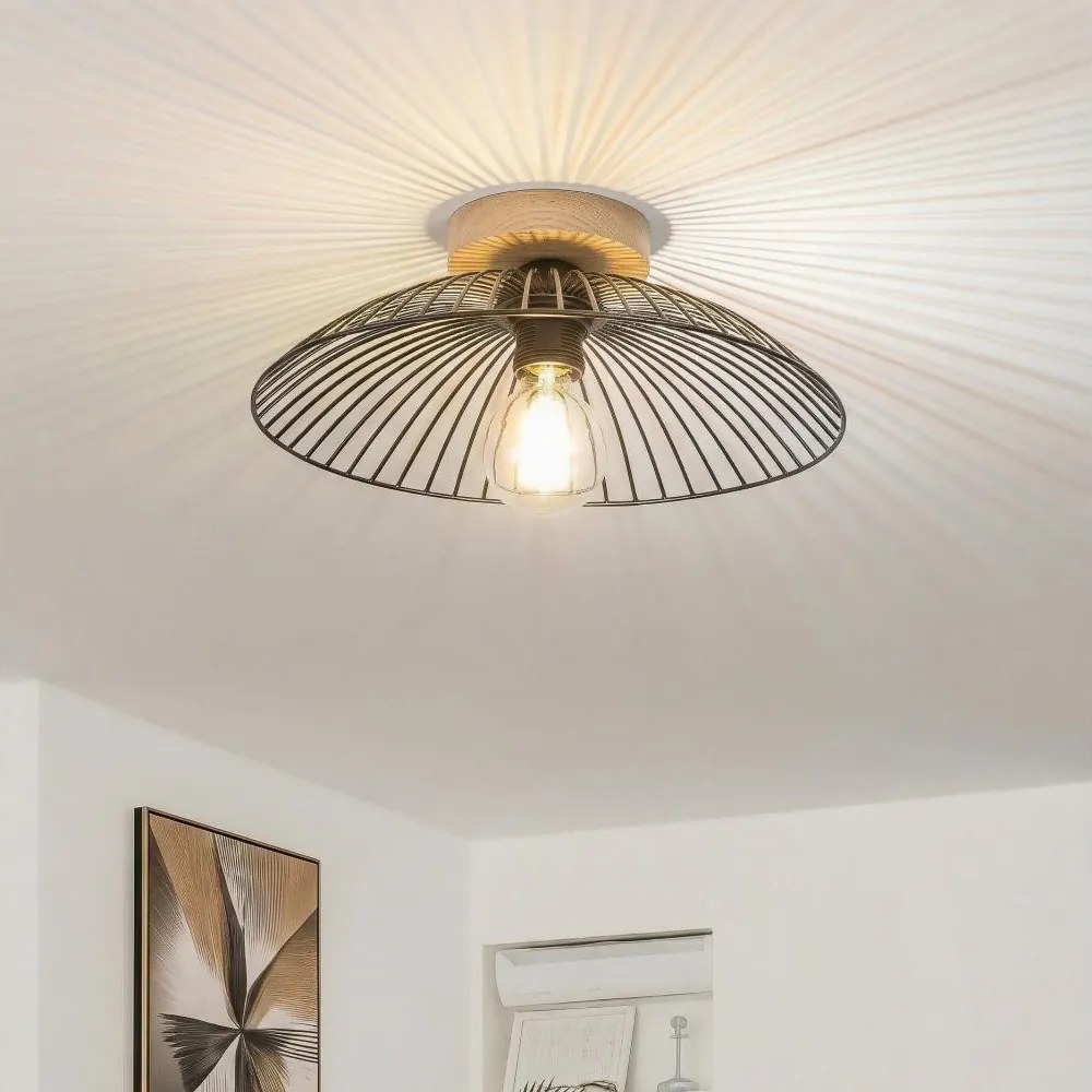 Brilagi - LED Przysufitowy żyrandol CERIA WIRE 1xE27/40W/230V śr. 38 cm czarny/dąb