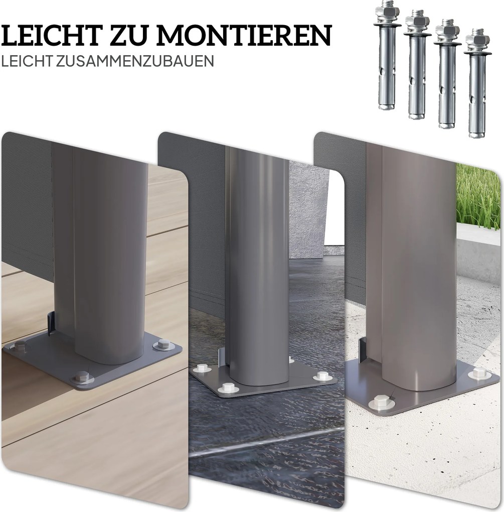 Outsunny Rozsuwana Markiza Boczna na Balkon i Taras 300x180cm Ciemnoszara