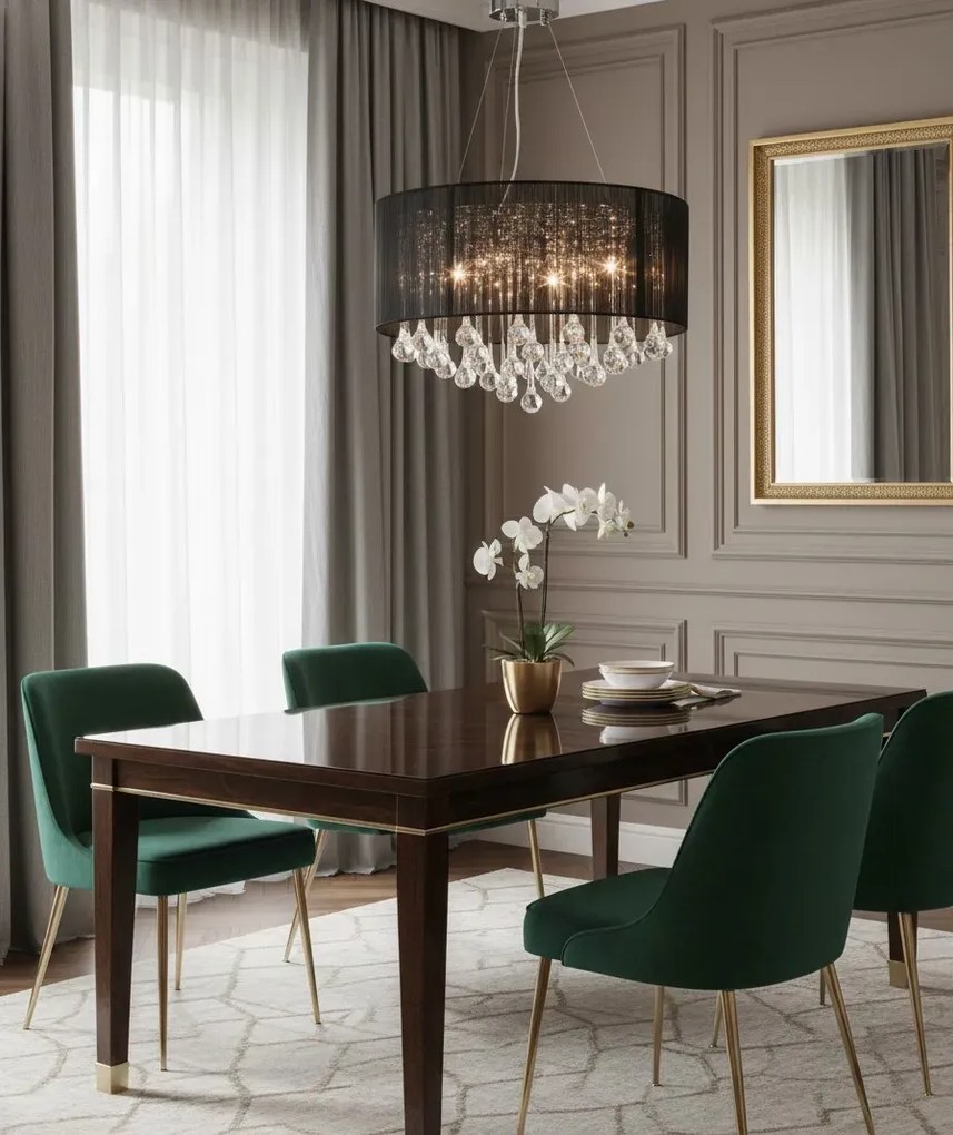 Czarny okrągły żyrandol z kryształami - 3X EX152 R7-M02