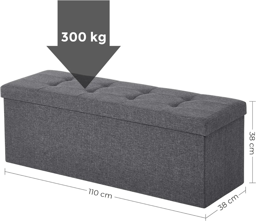 Taboret z miejscem do przechowywania OTTOMAN 110x38 cm, ciemnoszary