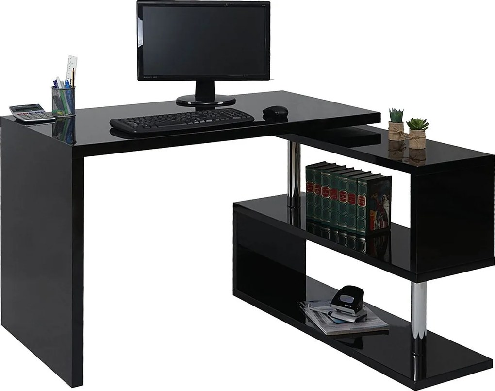 Designerskie biurko narożne MCW-A68 obrotowe,  czarny