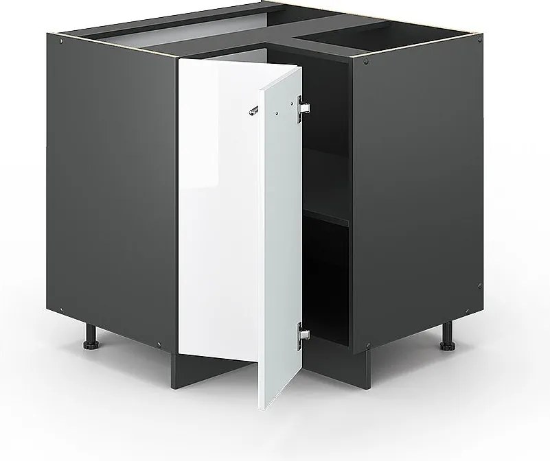 Szafka narożna biały wysoki połysk 80.5x60x82 fame-line