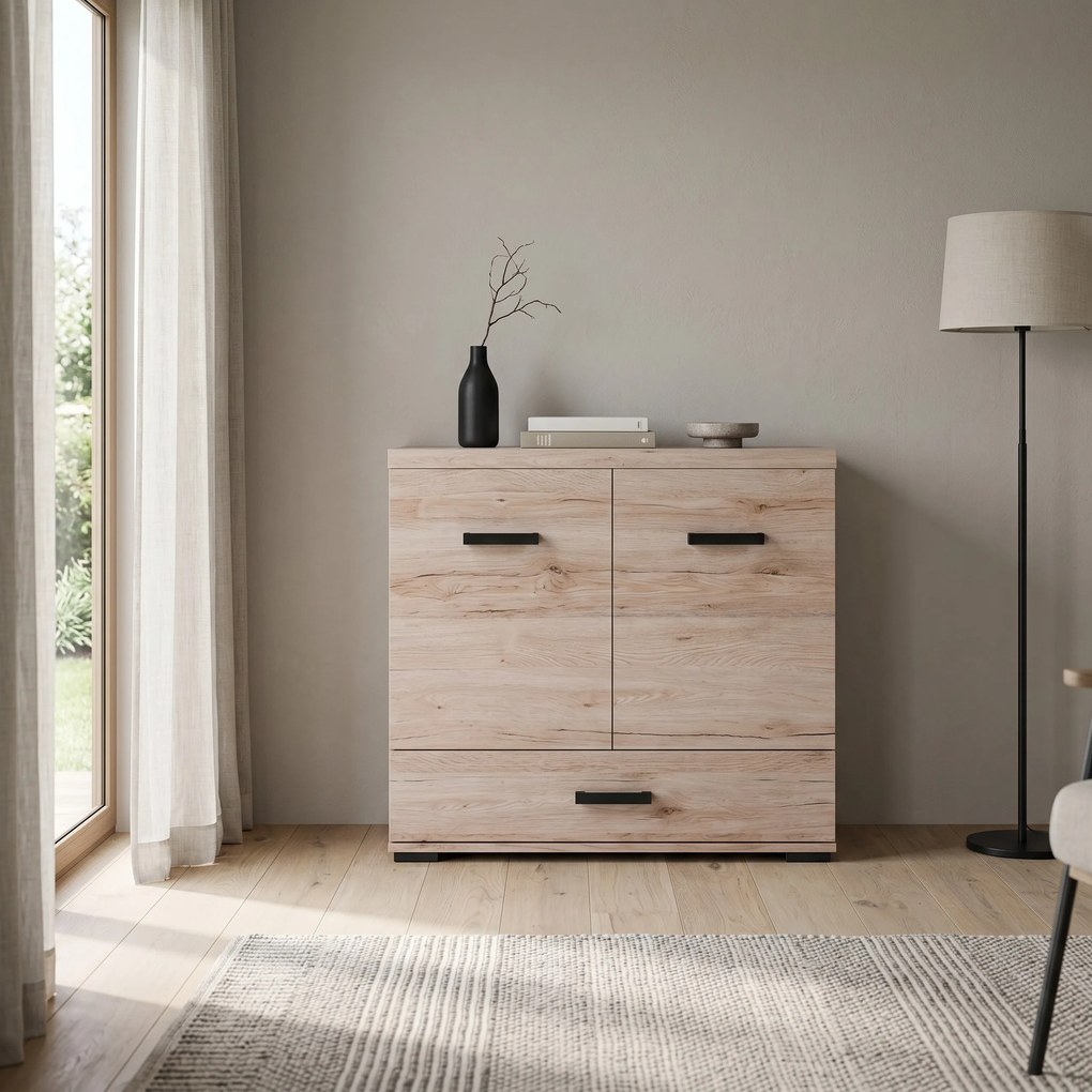 Komoda LIVORNO 90 cm do Salonu Sypialni z Szufladą Dąb