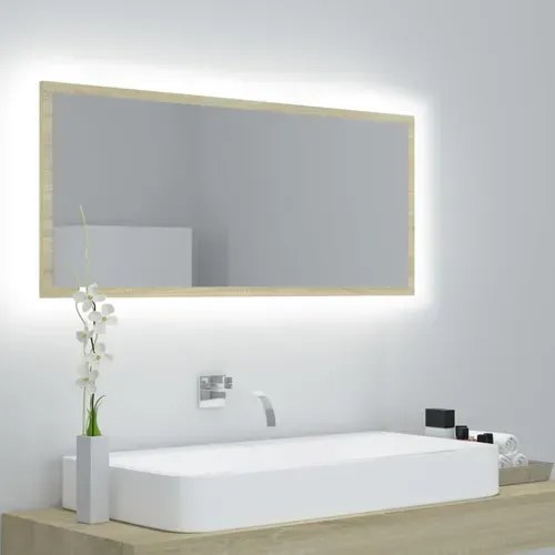 Podświetlane lustro wiszące LED dąb sonoma N5-B18
