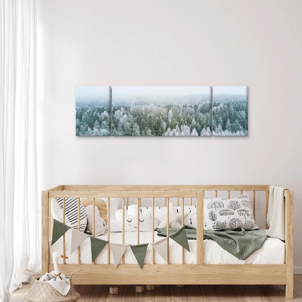 Obraz - Ośnieżone szczyty lasów (170x50 cm)