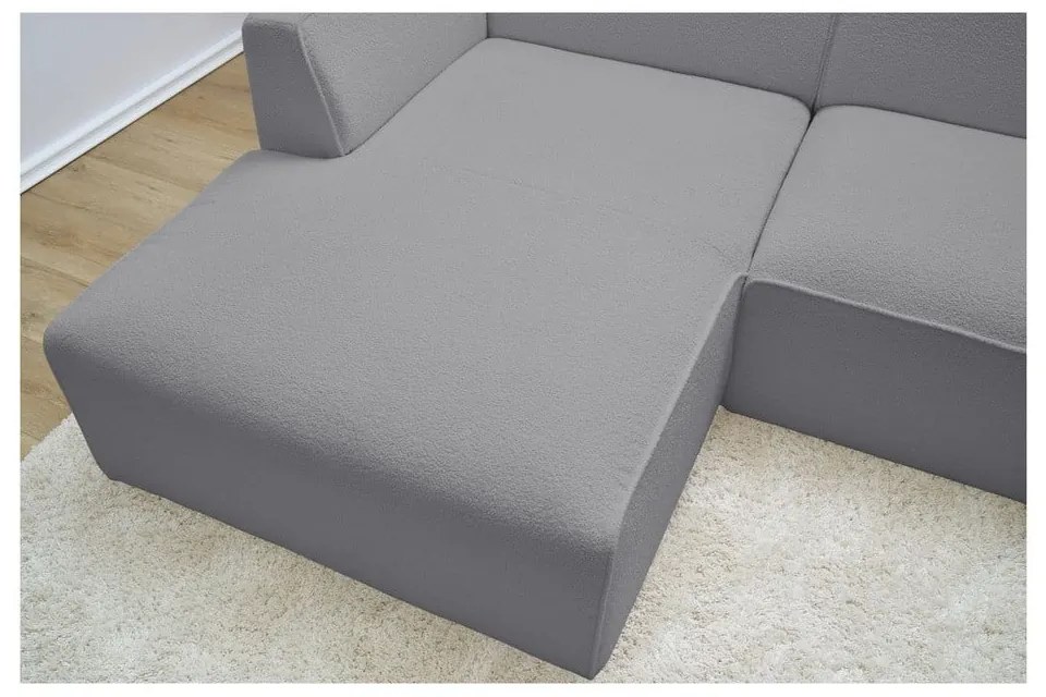 Jasnoszary narożnik modułowy z materiału bouclé (lewostronny/w kształcie litery L) Megeve – Bobochic Paris