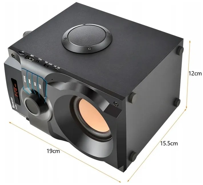 Głośnik bluetooth przenośny aux fm lcd subwoofer