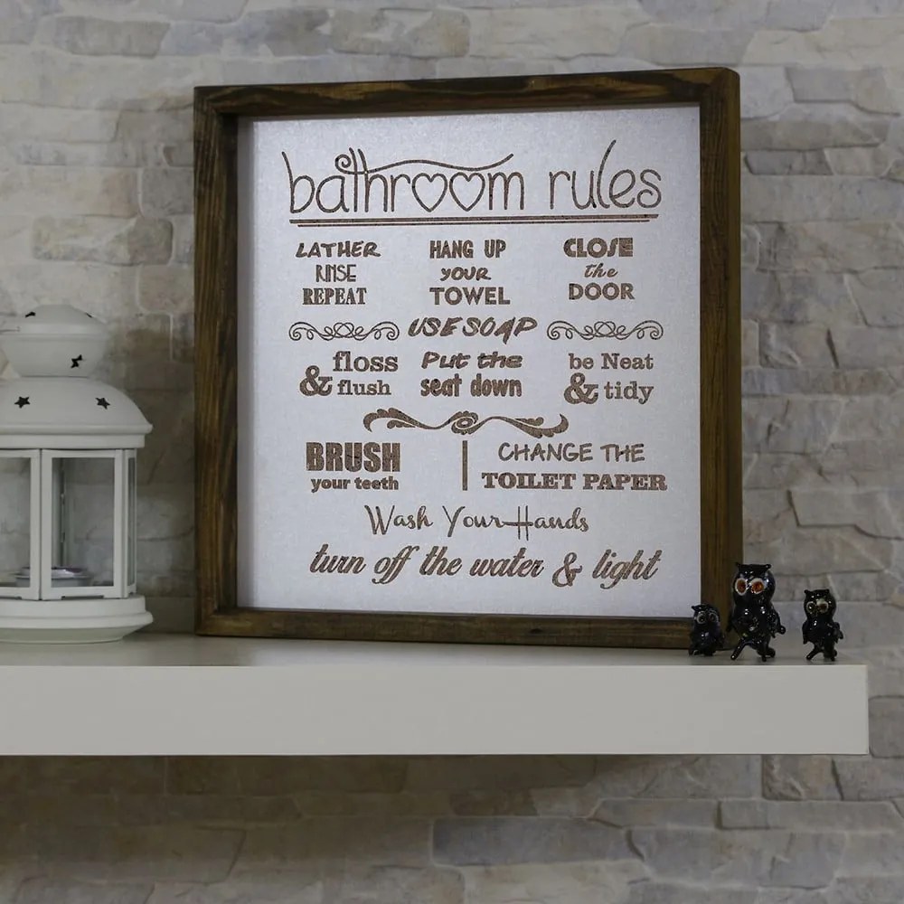 Tabliczka 34x34 cm Bathroom Rules – Evila Originals