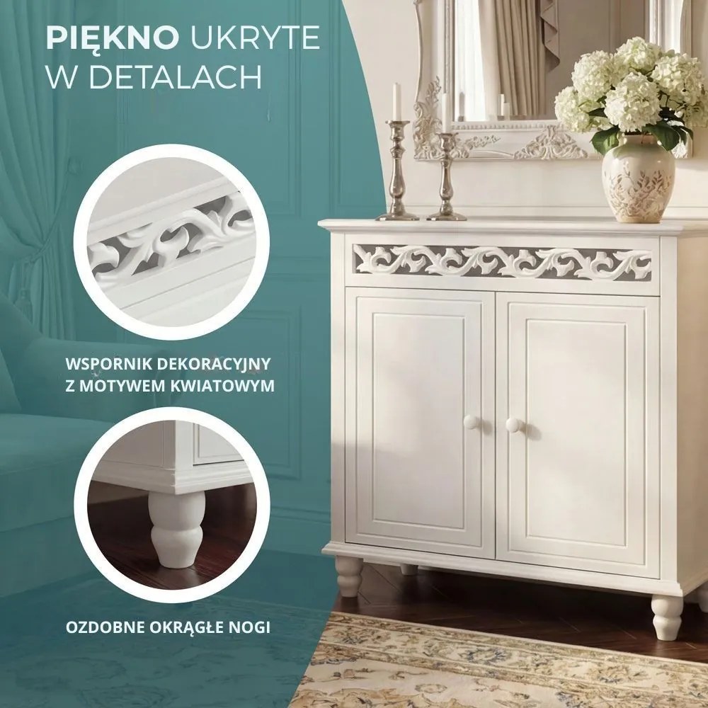 Komoda JERSEY, 76 x 65 x 35cm, biała Casaria