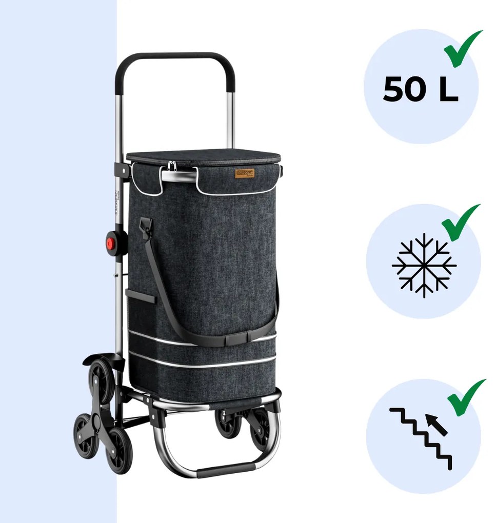 Jurhan Torba na zakupy na kółkach do schodów COMFORT, 50l, czarna