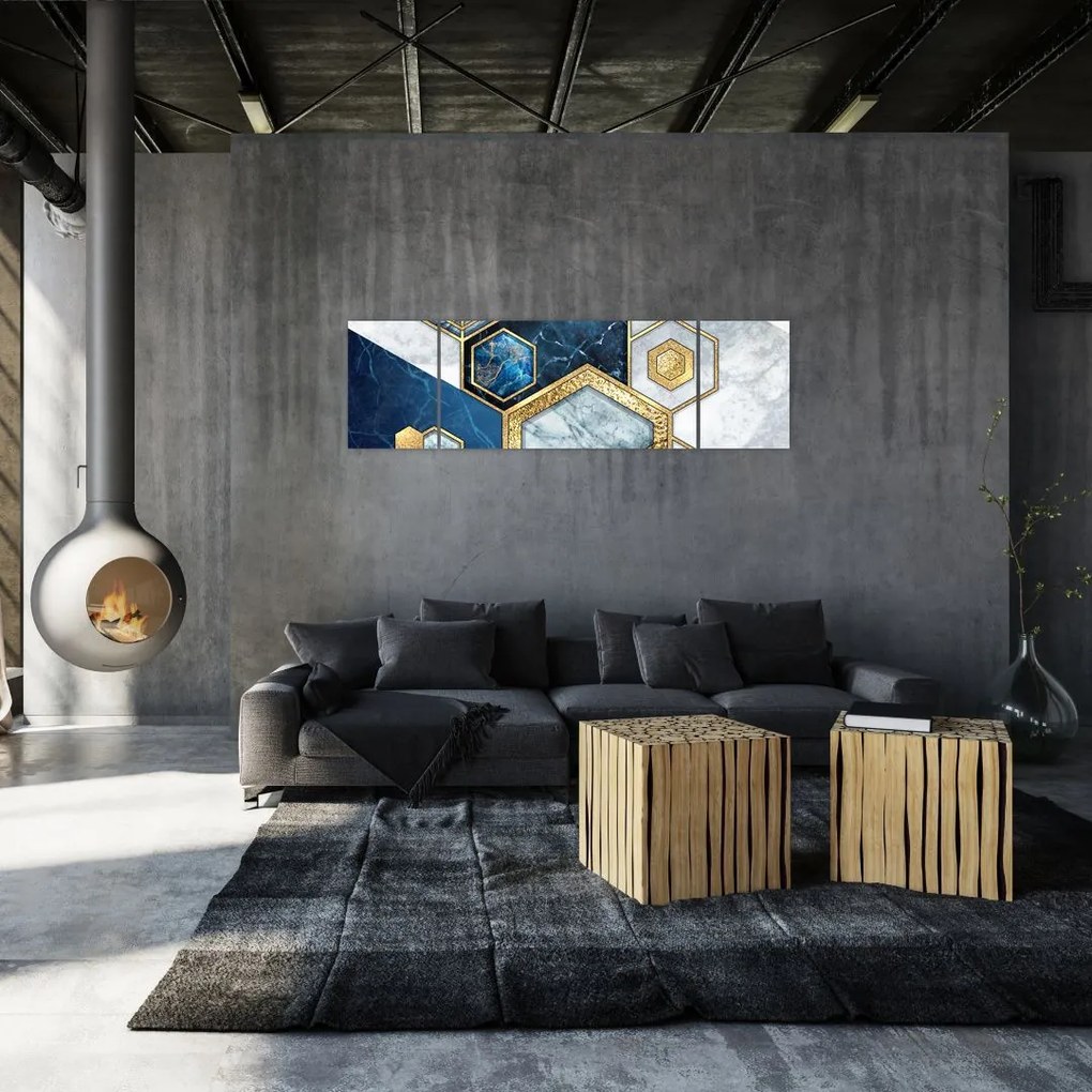 Obraz - Marmurowe sześciokąty (170x50 cm)