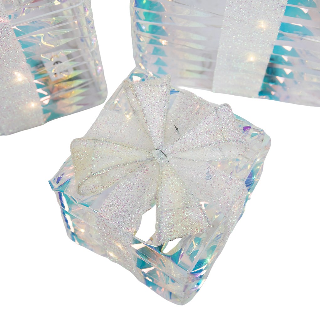 Zestaw 3 tęczowych prezentów bożonarodzeniowych z LED - Niji