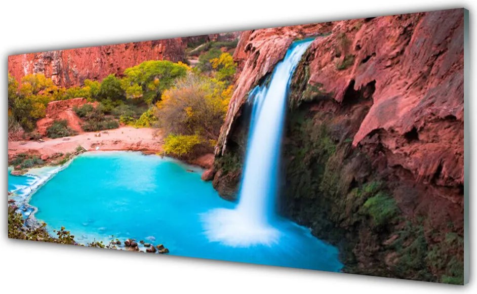 Szkło do Kuchni na Ścianę Potężny Wodospad Górski