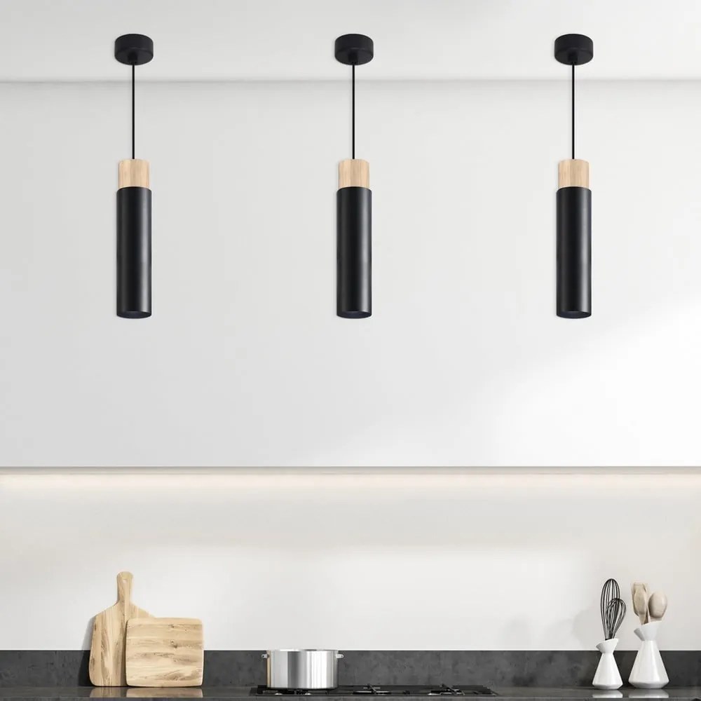 Czarna lampa wisząca z metalowym kloszem Claro – Candellux Lighting