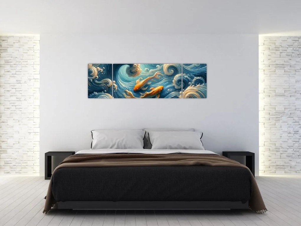 Obraz - Złote rybki (170x50 cm)