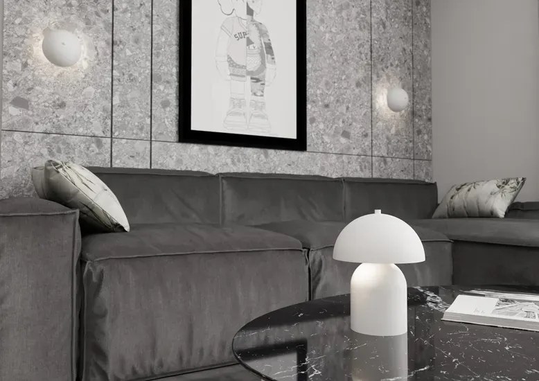 Biała minimalistyczna lampka nocna w kształcie grzybka - M127-Filadelfix