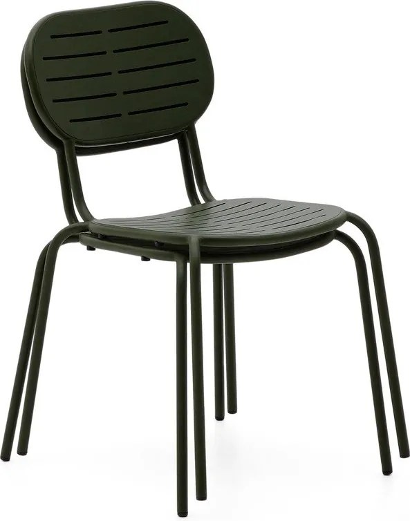 Ciemnozielone metalowe krzesło ogrodowe Brai – Kave Home