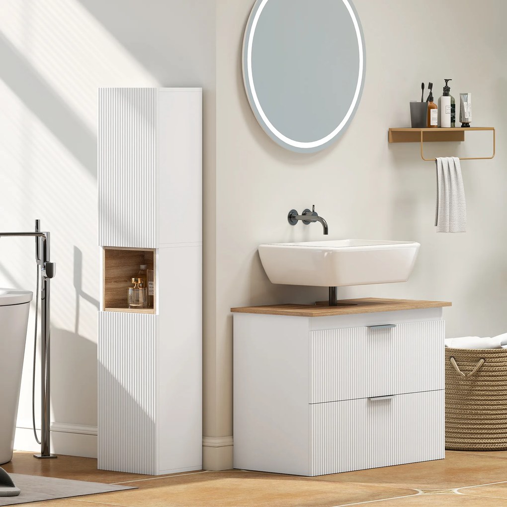 HOMCOM szafka łazienkowa, stojąca z 2 drzwiczkami i otwartą półką, biała | Aosom PL