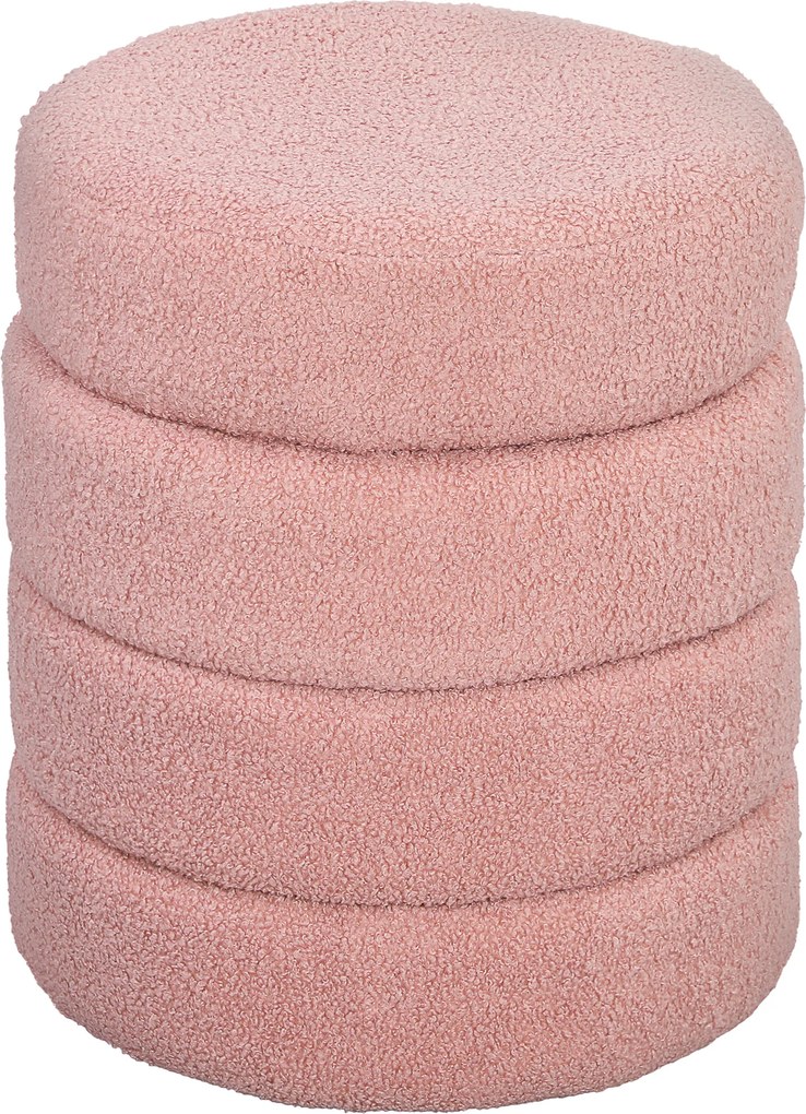 HOMCOM Hoker, okrągły, polar Teddy, stalowa konstrukcja, do 120kg, Φ40x45H cm, Różowy