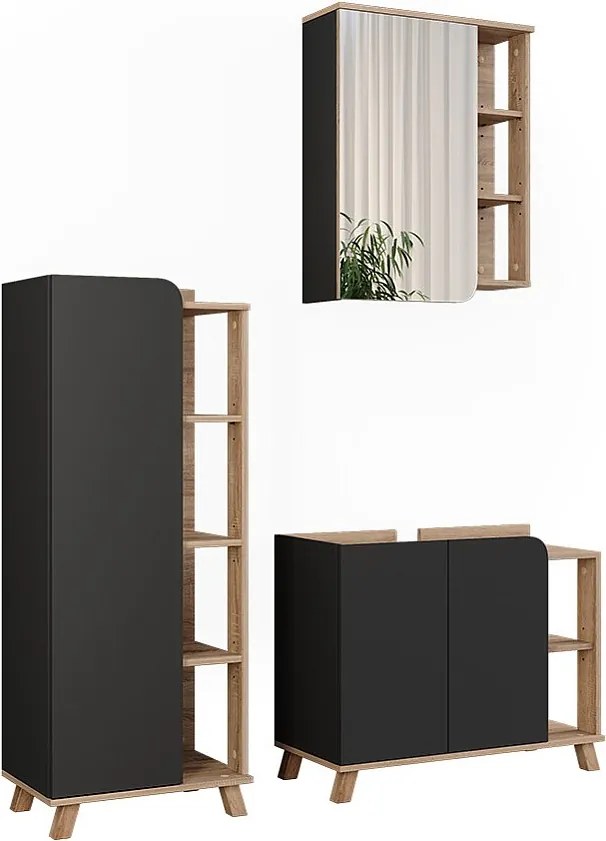 Zestaw mebli łazienkowych sonoma/antracyt 80x35x65 karen