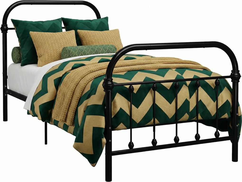 Czarne metalowe łóżko industrialne 90x200 cm R6-Z34