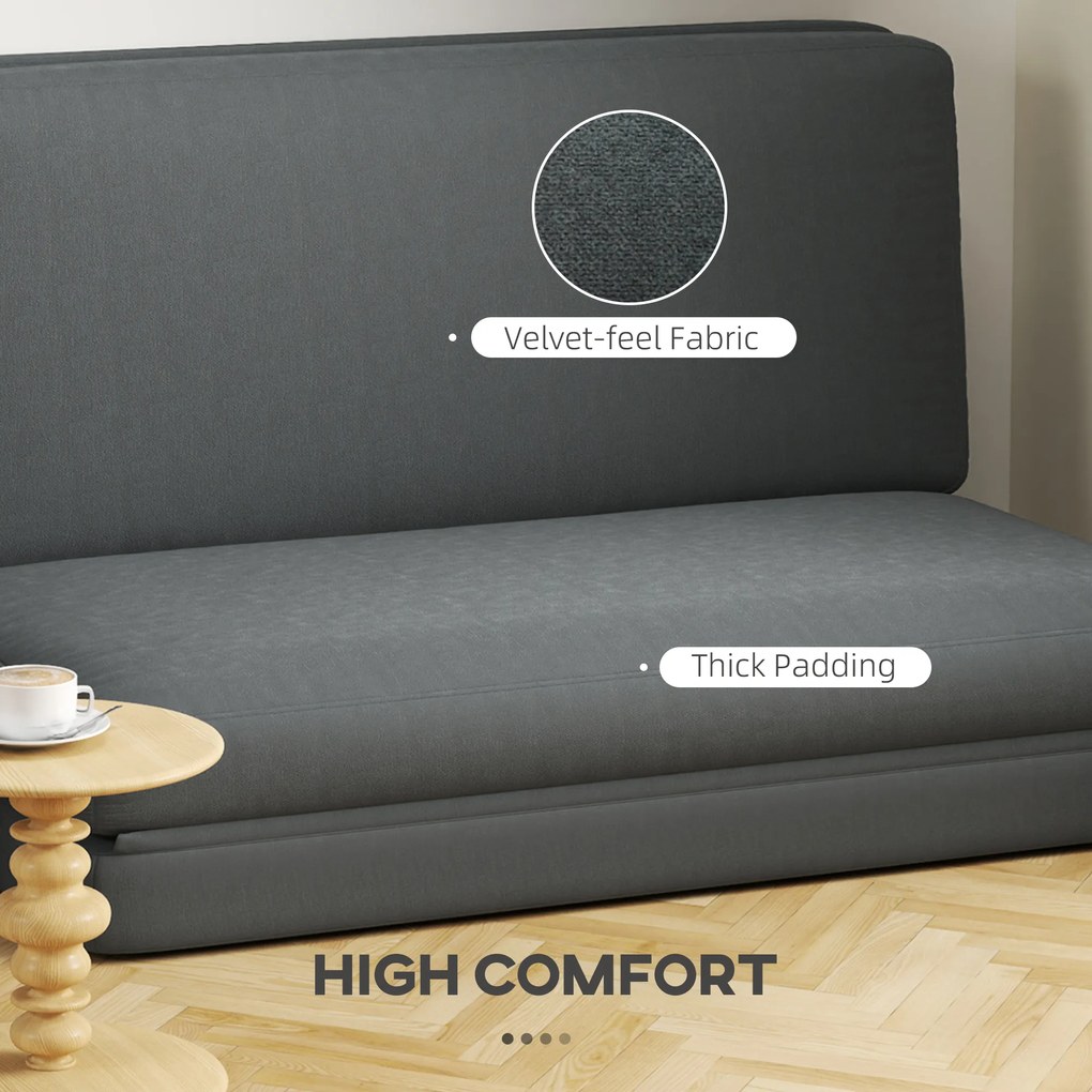 HOMCOM 3-w-1 Składany Fotel Relaksacyjny, Materac dla Gości, Dzielony, Szerokość 138 cm, Ciemnoszary