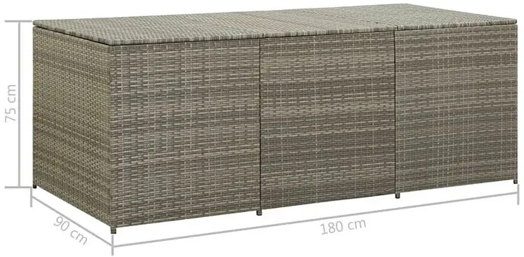 Szara skrzynia rattanowa na narzędzia ogrodnicze T2-M49