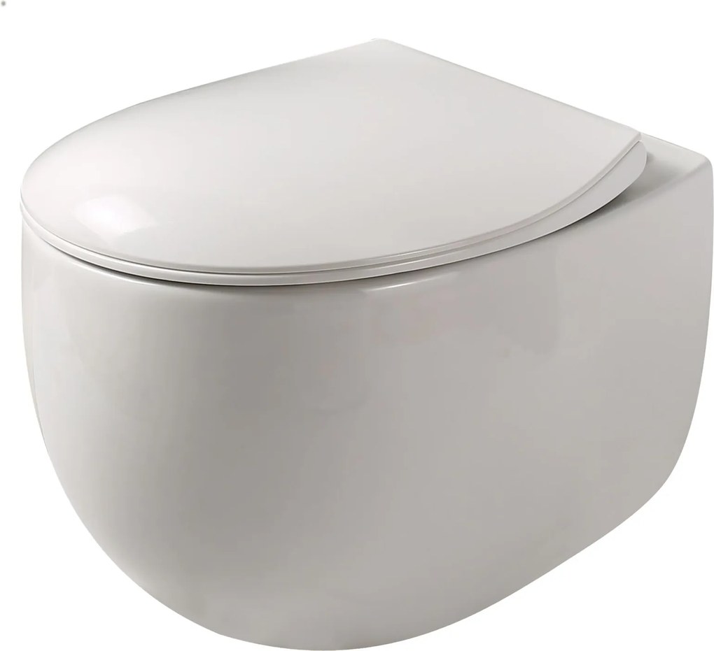 Miska WC wisząca bezkołnierzowa biała EGANI White z deską wolnoopadającą typu Slim