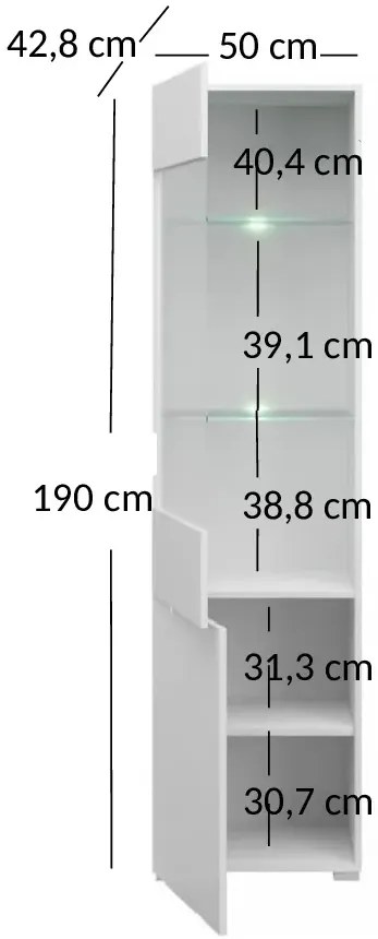 Biały regał słupek z witryną - Entido 11X