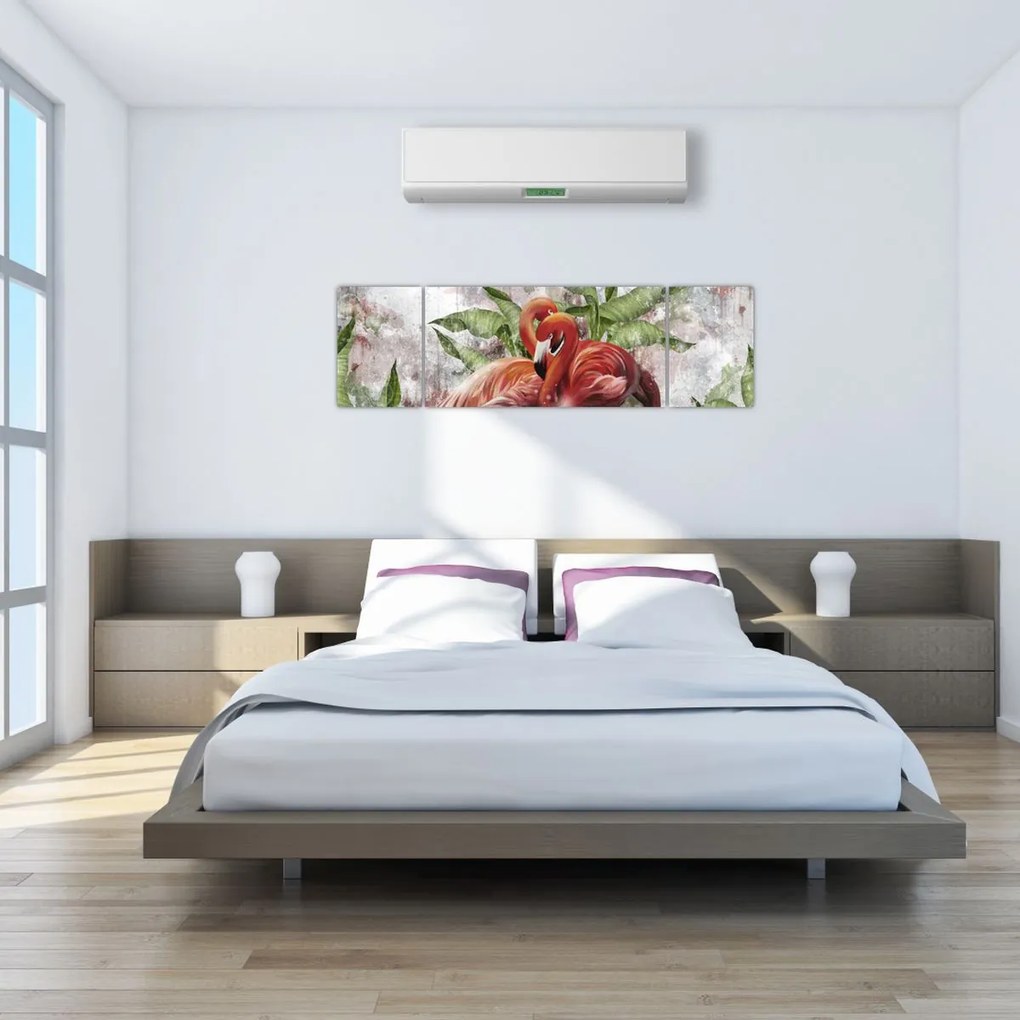 Obraz - Flamingi (170x50 cm)