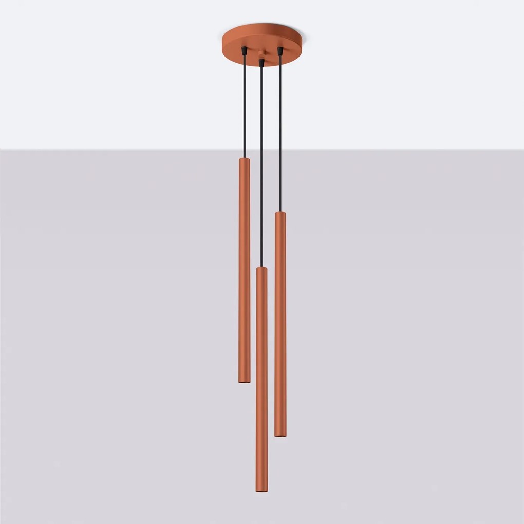 Lampa wisząca PASTELO 3P ochra czerwona SOLLUX LIGHTING