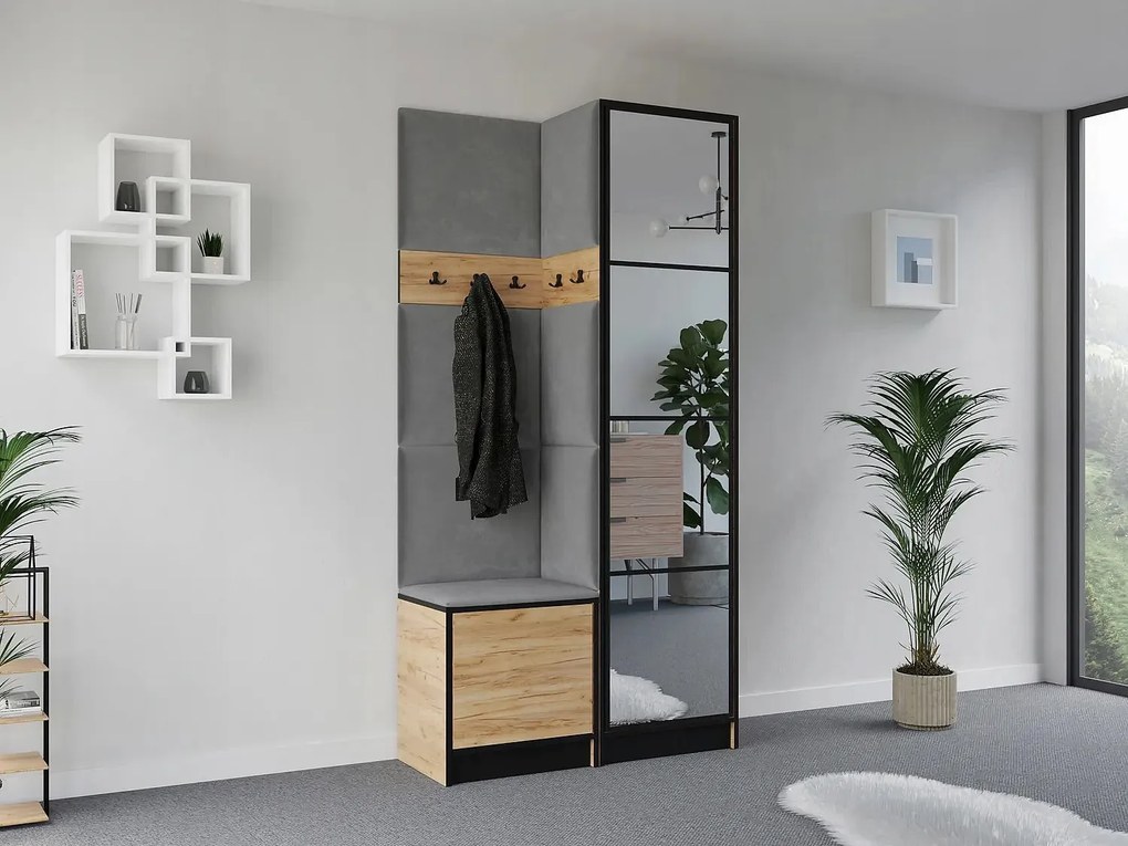 Garderoba EDEN 11 Dąb Craft Złoty + Szary