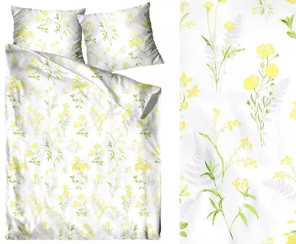 Pościel bawełniana Premium Bielbaw 220x200 Bratki żółta GRENO