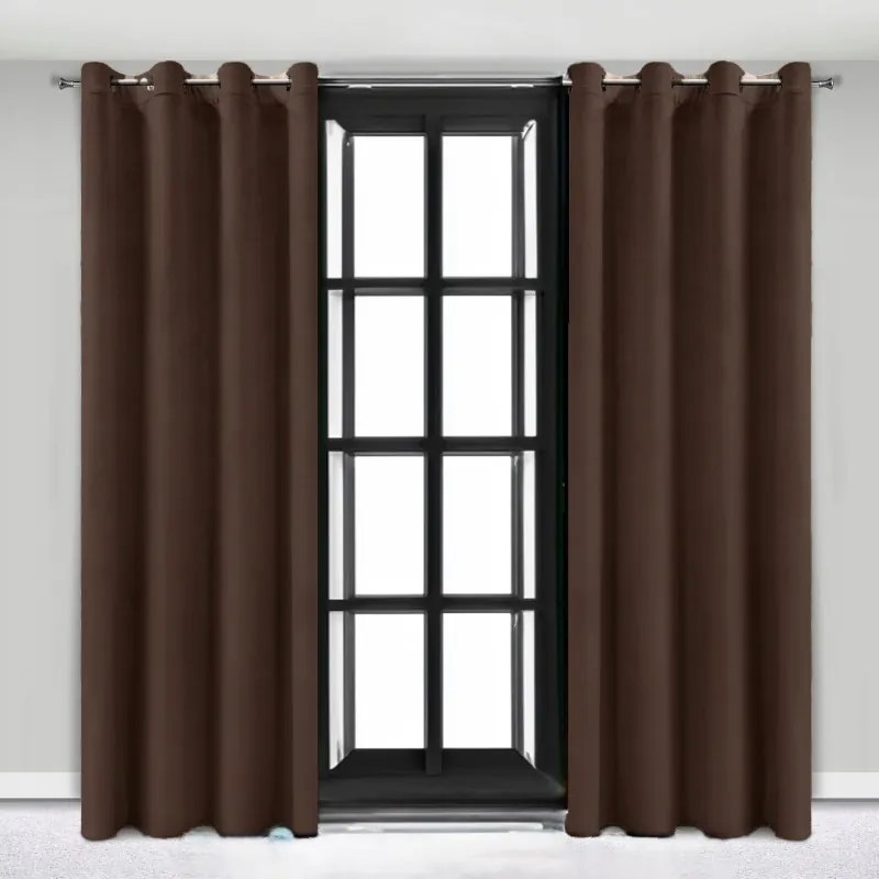 Zasłona welurowa na przelotkach 140x250 velvet gruba zaciemniająca brązowa