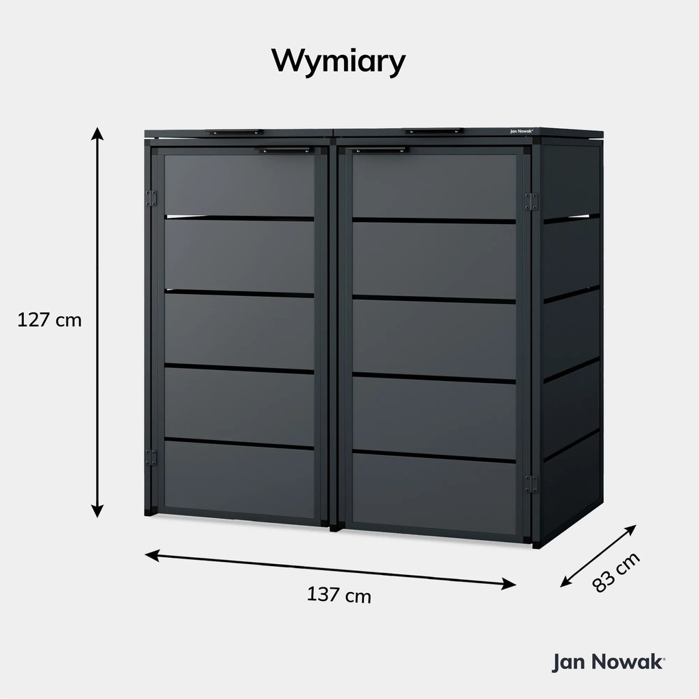 Zabudowa śmietnikowa 240L dwukomorowa, antracyt