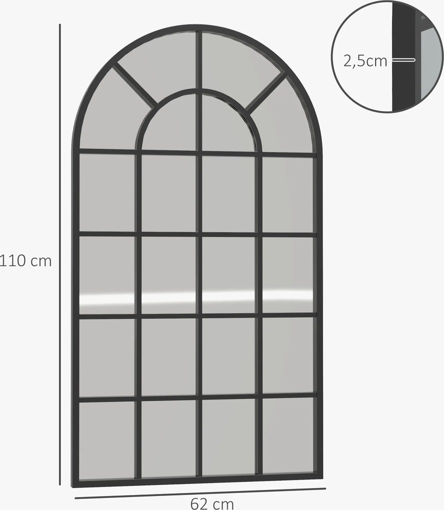 HOMCOM Lustro ścienny półokrągłe