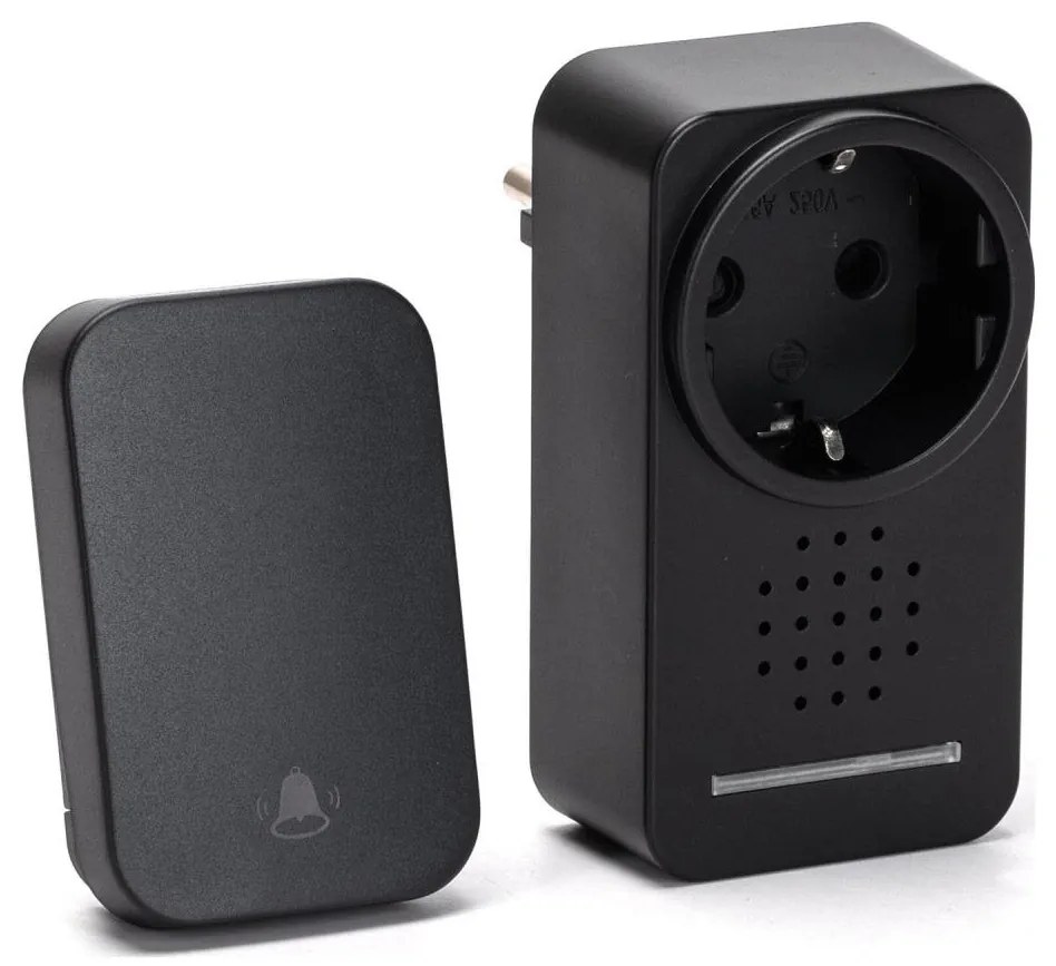 Aigostar - Dzwonek bezprzewodowy do kontaktu 1Z 230V IPX4 czarny