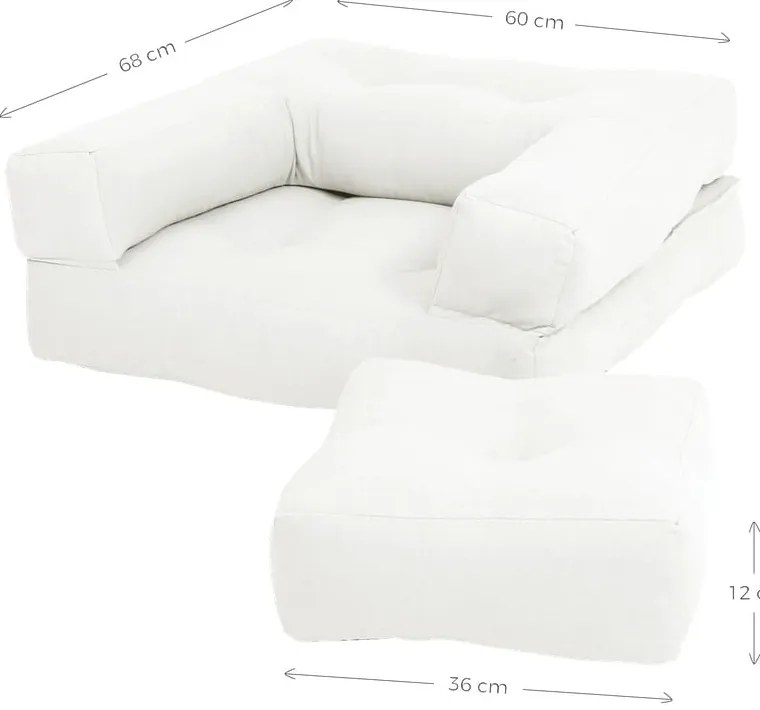 Dziecięcy fotel rozkładany s taburetkou Karup Design Mini Cube Creamy