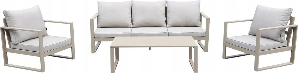 Beżowy zestaw mebli ogrodowych tarasowych 4 el. aluminiowych sofa, kanapa