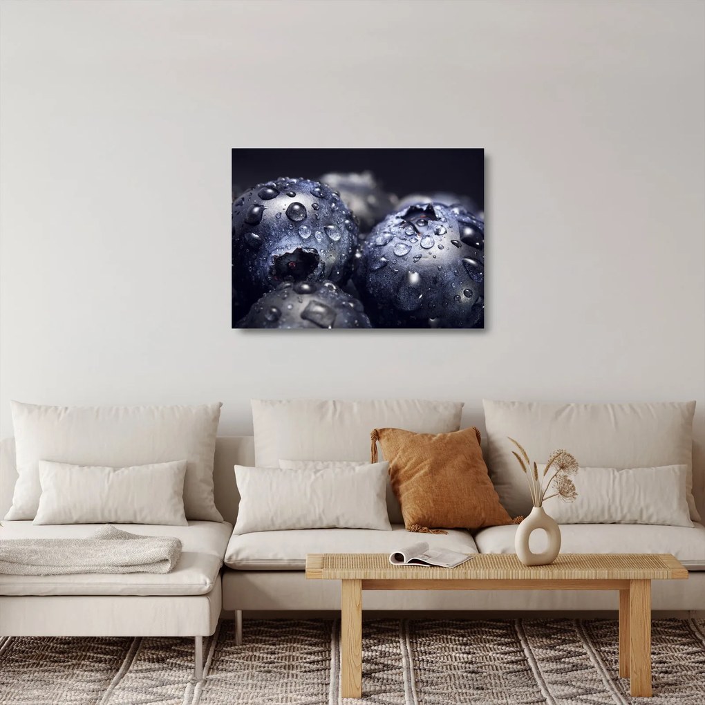 Obraz na szkle - owoce z kroplami wody (70x50 cm)