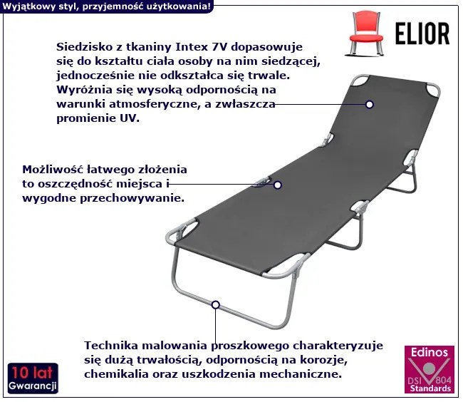 Składany leżak ogrodowy szary - Havero