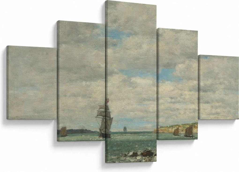 Obraz - Eugène Boudin, Coast of Brittany, reprodukcje (125x70 cm)