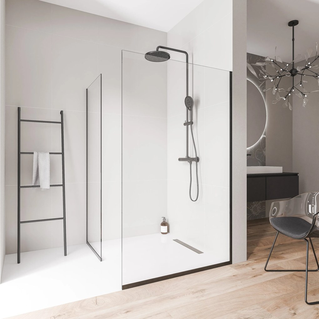 Ścianka prysznicowa Walk-In EX102 - 2 ścianki - przezroczyste bezpieczne szkło 10 mm