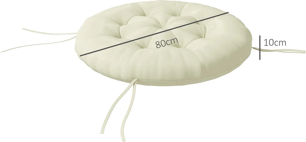 Outsunny Poduszka siedziska, poduszka siedziska, poduszka na krzesło, z guzikami, 80 cm x 80 cm x 10 cm, kremowy