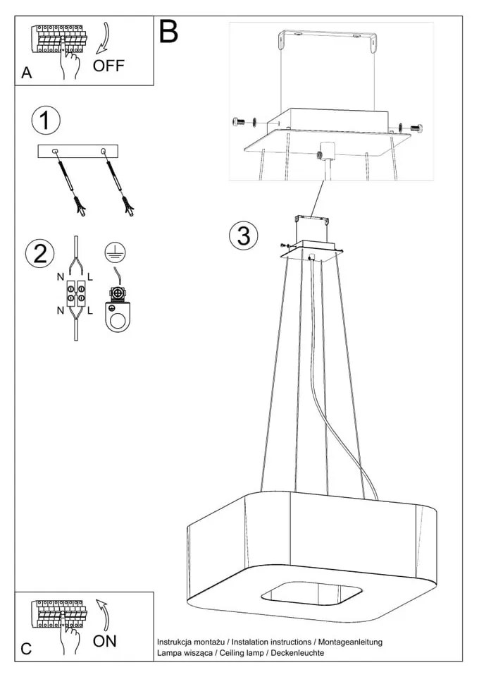 Biała lampa wisząca z tekstylno-szklanym kloszem Piano – Nice Lamps